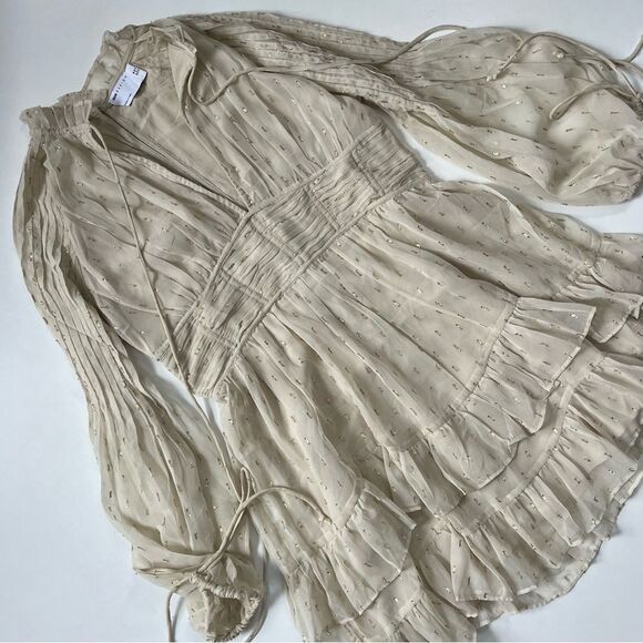 ASOS NWT jacquard chiffon high neck mini dress 14 - Picture 4 of 11